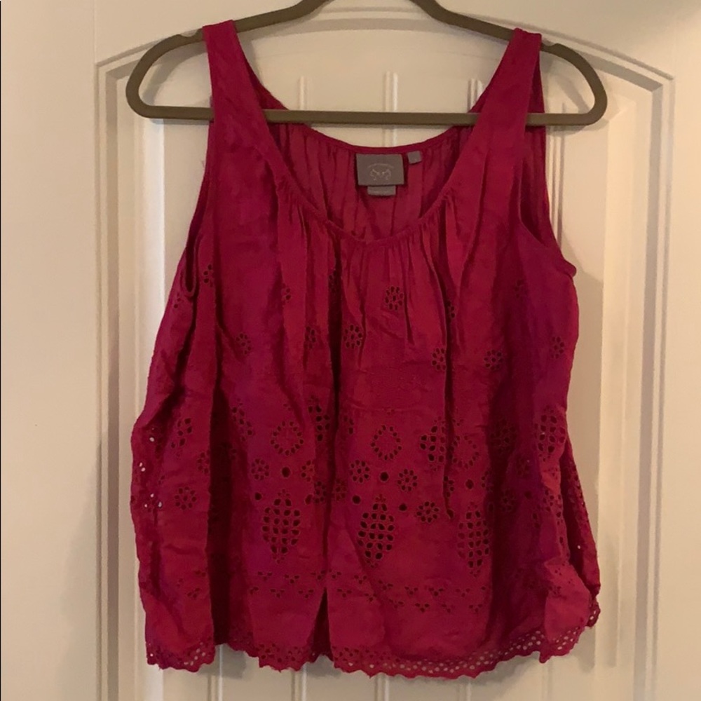 Magenta Embroidered Anthropologie Top
